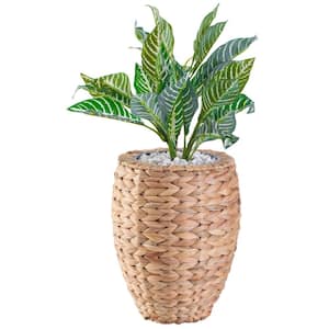 Small Water Hyacinth Round Floor Planter with Metal Pot