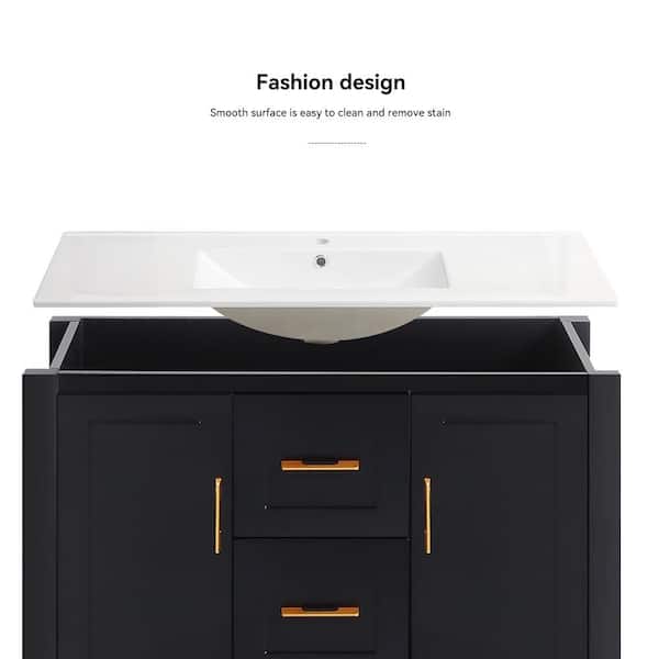 WELLFOR EX2 24-in x 30-in Lighted LED Surface Mount Matte Black Mirrored Soft Close Medicine Cabinet