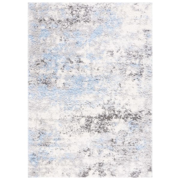 Lindsay Shag 5 ft. x 8 ft. Gray/Blue Ivory Patchy Abstract Area Rug