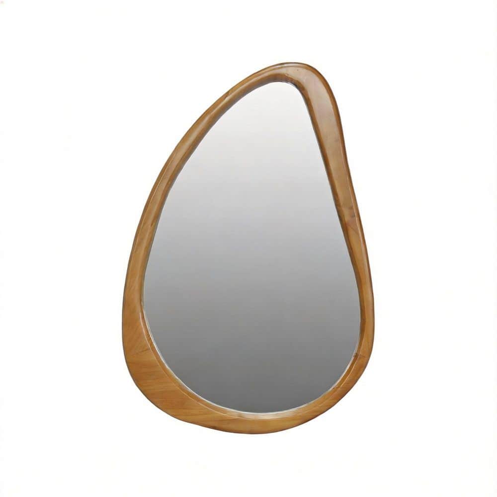 29.92 in. W x 20.08 in. H Teardrop Wood Framed Wall Mount Bathroom Vanity Mirror in Natural Wood price history on PriceWatchPro