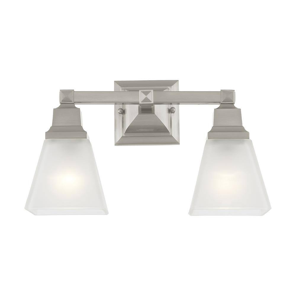 Elegant Brushed Nickel 2-Light Vanity with Frosted Satin Glass