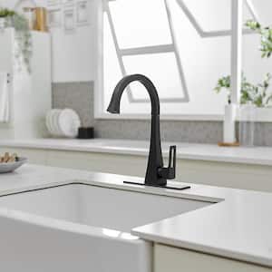 Single Handle Standard Kitchen Faucet in Matte Black