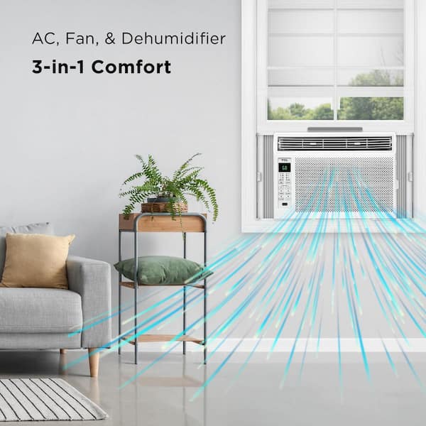 6000 BTU Window Air Conditioner, Fan and Dehumidifier, 250 sq. ft., Remote Control, Easy-to-Use, Reusable Filter