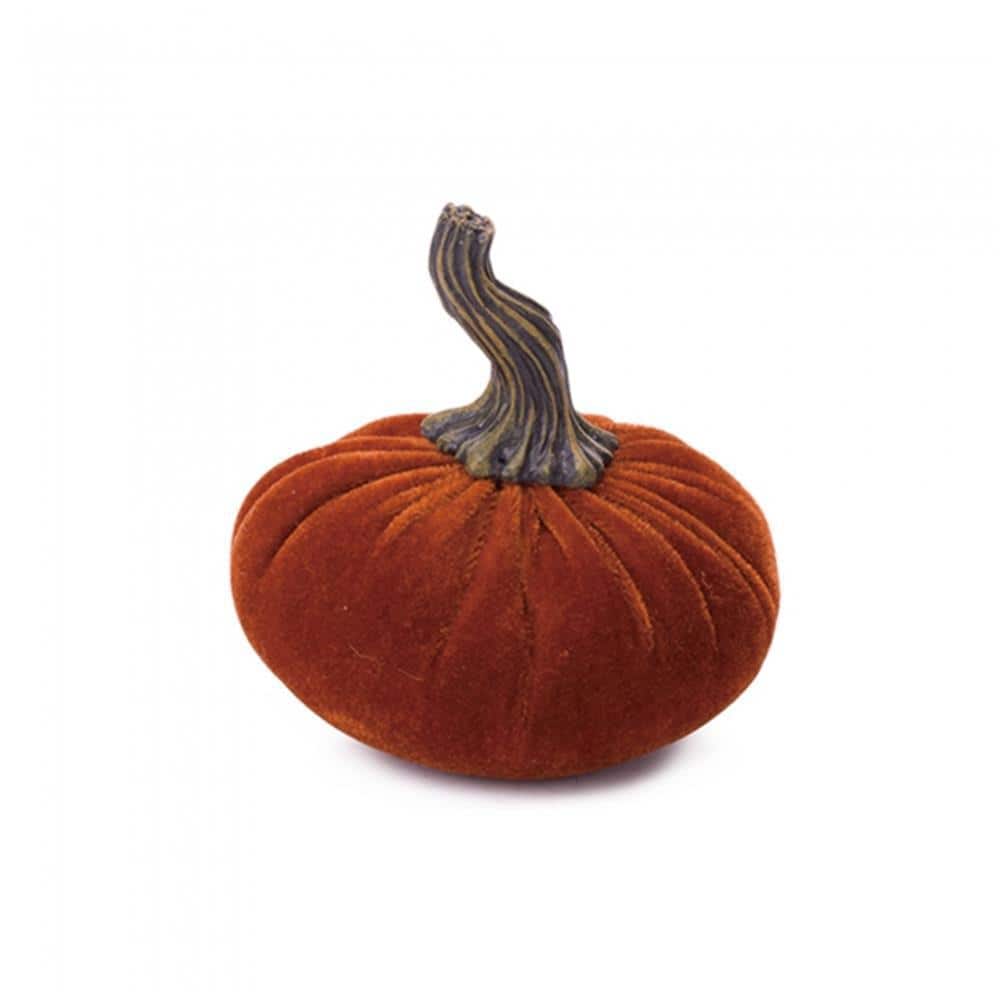Glitzhome 4.72 in. Velvet Orange Small Pumpkin 1213004237 - The Home Depot