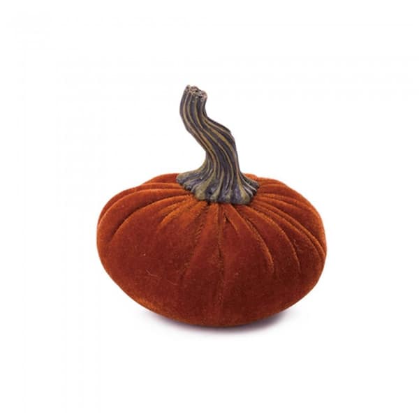 Glitzhome 4.72 in. Velvet Orange Small Pumpkin