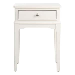 Opal 17 in. Rustic White Rectangle Wood Storage End Table