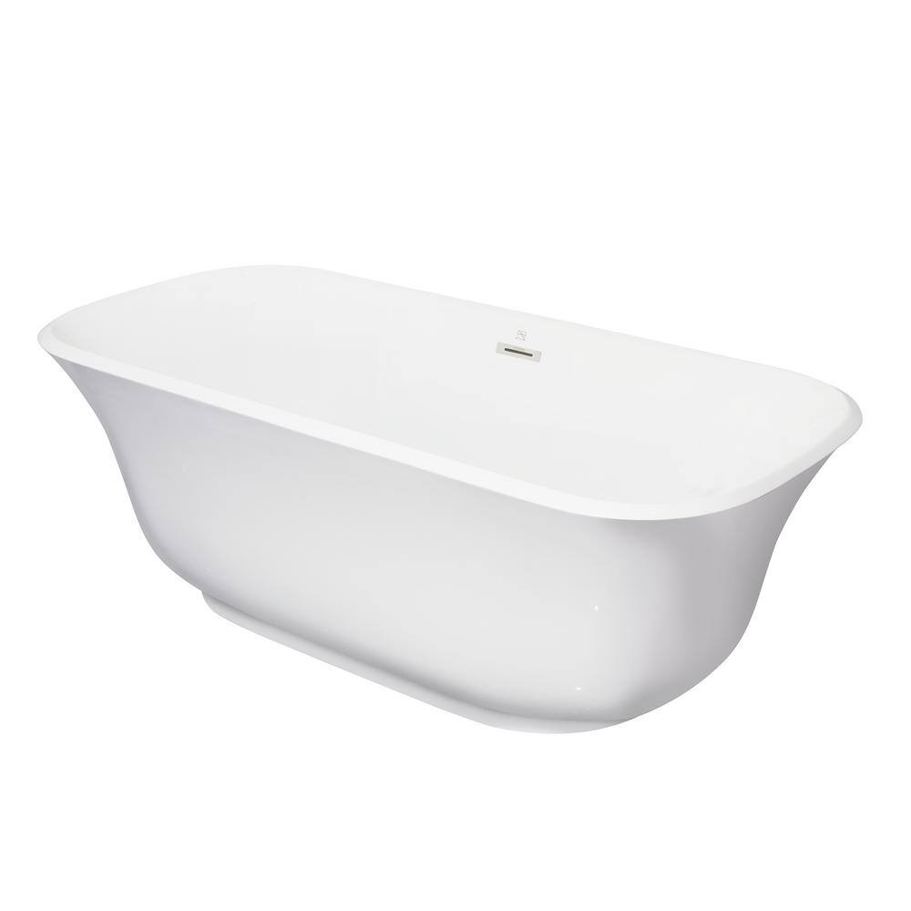 67" Glossy White Acrylic Freestanding Soaking Bathtub