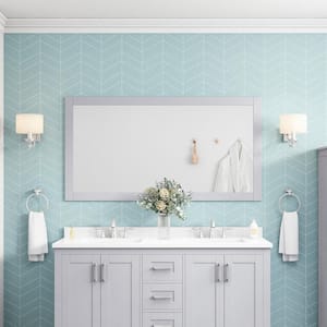 Sepal 60 in. W x 32 in. H Rectangular Framed Wall Mount Bathroom Vanity Mirror in Dove Gray