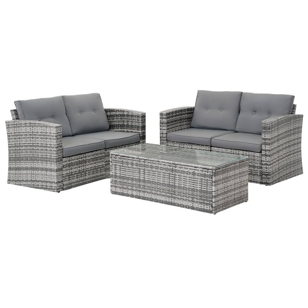 MIRAFIT 5-Pieces Patio Rattan Furniture Set Cushioned Sofa Chair Coffee