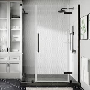 Tampa 54 13/16 in. W x 72 in. H Rectangular Pivot Frameless Corner Shower Enclosure in Oil Rubbed Bronze with Shelves