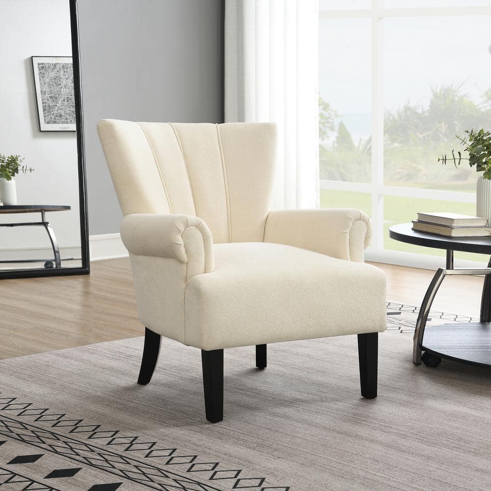 Alpa Modern Upholstered Accent Arm Chair, Dark Wood Legs, Beige price history on PriceWatchPro