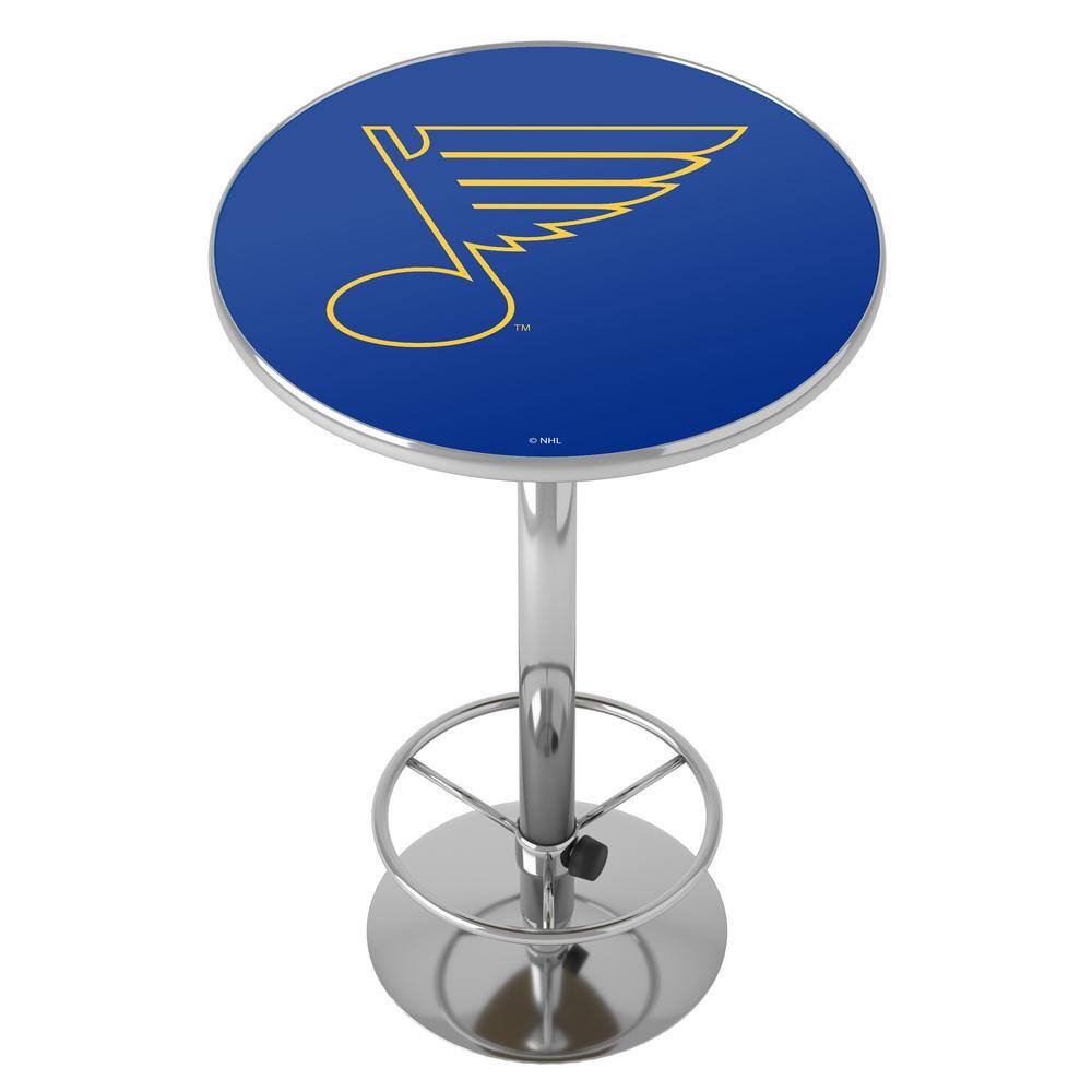 St. Louis Blues Vintage 27 in. Chrome Round Table Top with Adjustable Foot 