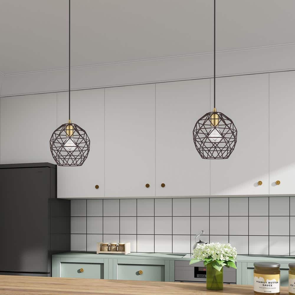 Bronze Geometric Globe Mini Pendant Light with LED