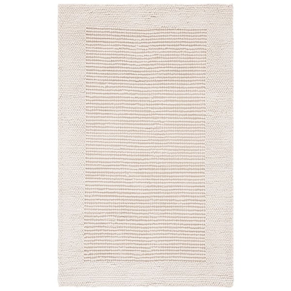 Natura 3 ft. x 5 ft. Ivory Solid Border Area Rug
