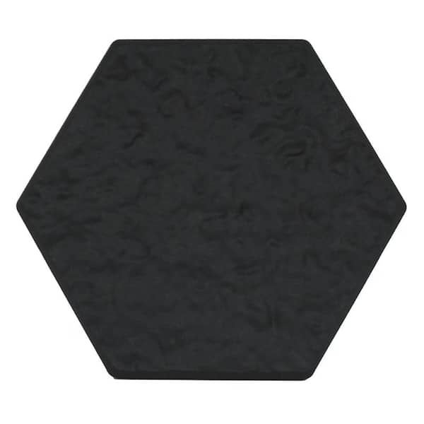 13 in. x 15 in. STOMP Hex Recycled Materials Stepping Stone in Black (10-pack)