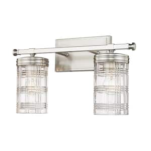 Archer 17.75 in. 2-Light Brushed Nickel Vanity Light with Clear Glass Shade