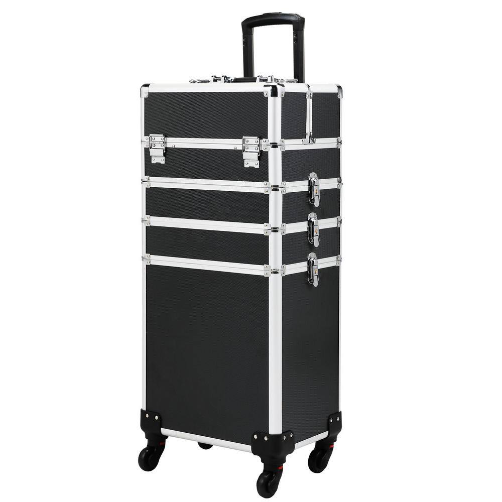 Tidoin Black 4in1 Makeup Travel Suitcase with 360° Rolling Wheels