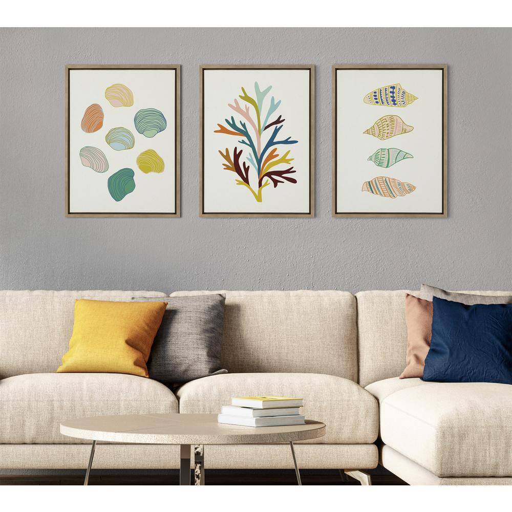 Ocean Treasures Multicolor Shell Canvas Art with Wooden Frame