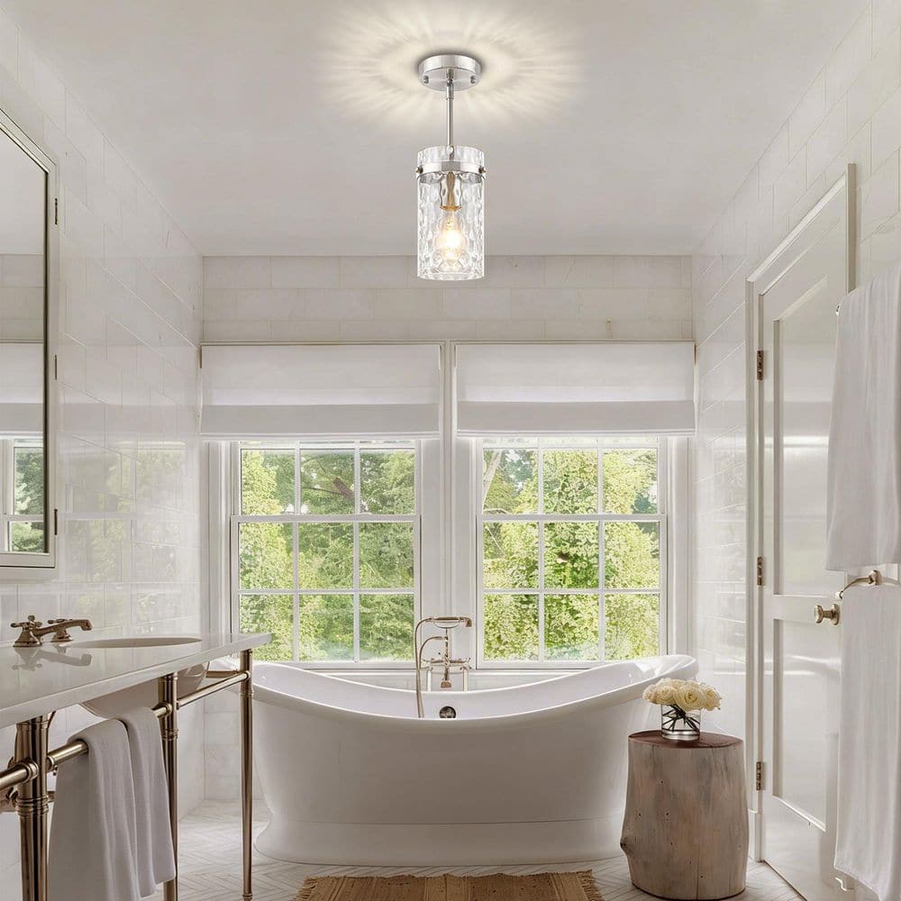 1-Light Nickel Modern Pendant Light with Cylinder Clear Glass Shade (3-Pack) price history on PriceWatchPro