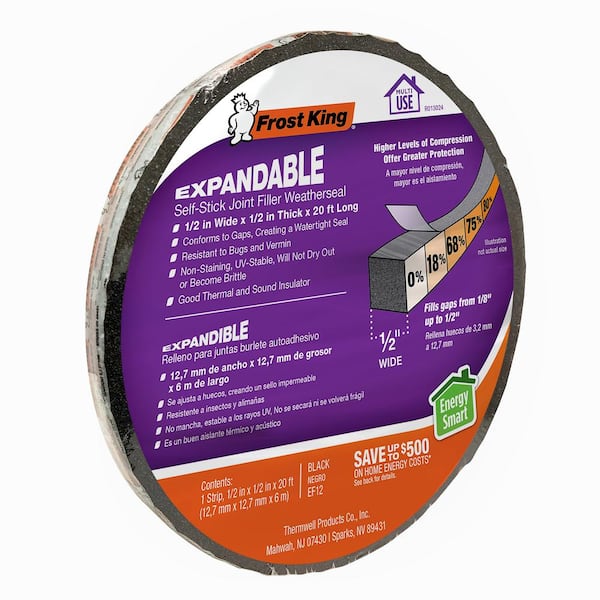 Frost King - Expanding Foam Tape Weatherstrip 1/2 in. x 20 ft. Black