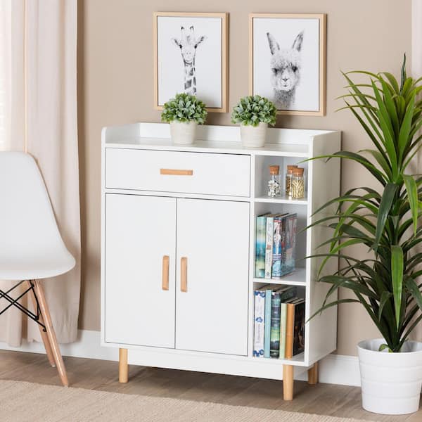 Baxton Studio Russell White and Oak Brown Sideboard 223 12936 HD