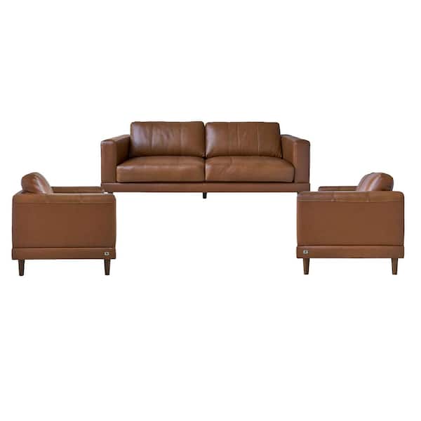 Grover 3-Piece Coffee Polyester Sofa, Loveseat, Recliner Living Room Set