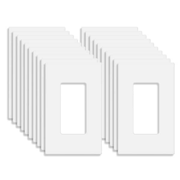 White 1-Gang, Decorator/Rocker, Plastic Polycarbonate, Screwless Wall Plate (20-Pack)