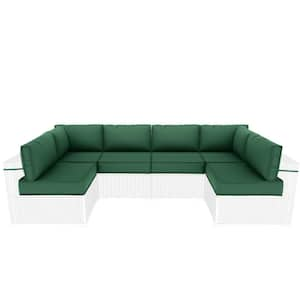 26 in. x 26 in. x 4 in. (14-Piece) Deep Seating Outdoor Sectional Cushion Green