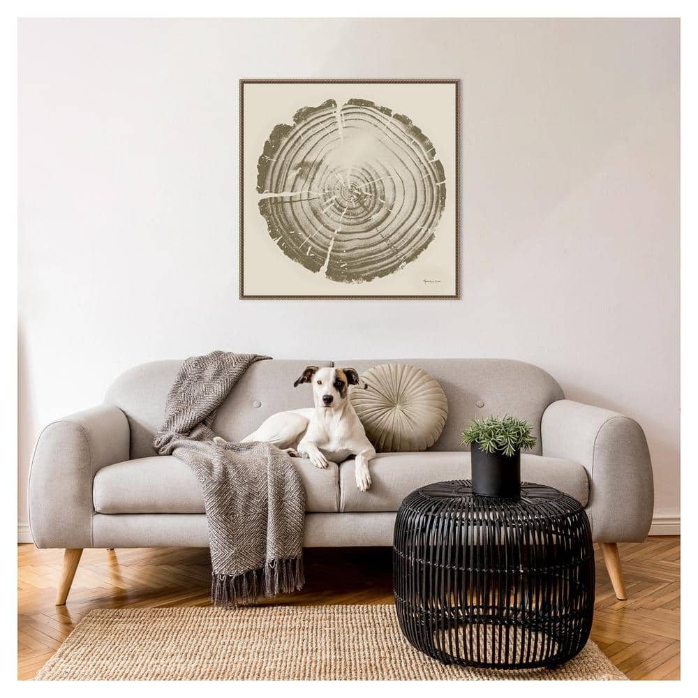 Tree Trunk Cream II Abstract Canvas Print with Bronze Floater Frame
