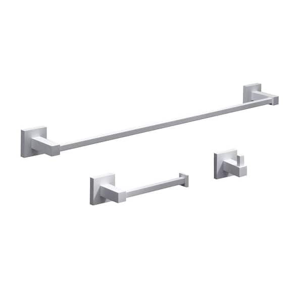 Bianca 3-Piece 24-in. Towel Bar Bathroom Hardware Set in Matte White