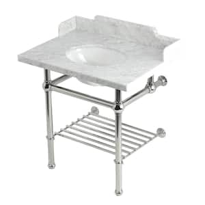 Pemberton 30 in. Marble Console Sink with Brass Legs in Marble White Polished Nickel