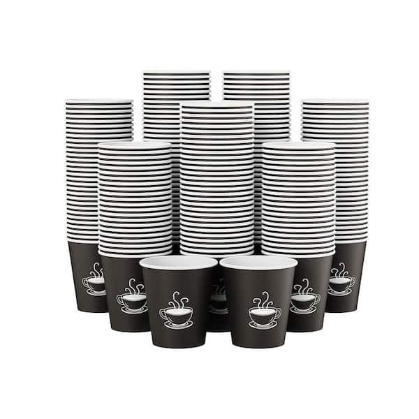 3.54 in. Black Paper Disposable Coffee Cups Disposable Tableware for Water Juice Tea Parties Events (270 Per Case)