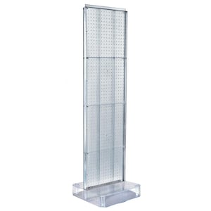 60 in. H x 16 in. W 2-Sided Pegboard Floor Display on Studio Base in Clear