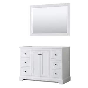 Avery 47.25 in. W x 21.75 in. D x 34.25 in. H Single Bath Vanity Cabinet without Top in White with 46 in. Mirror