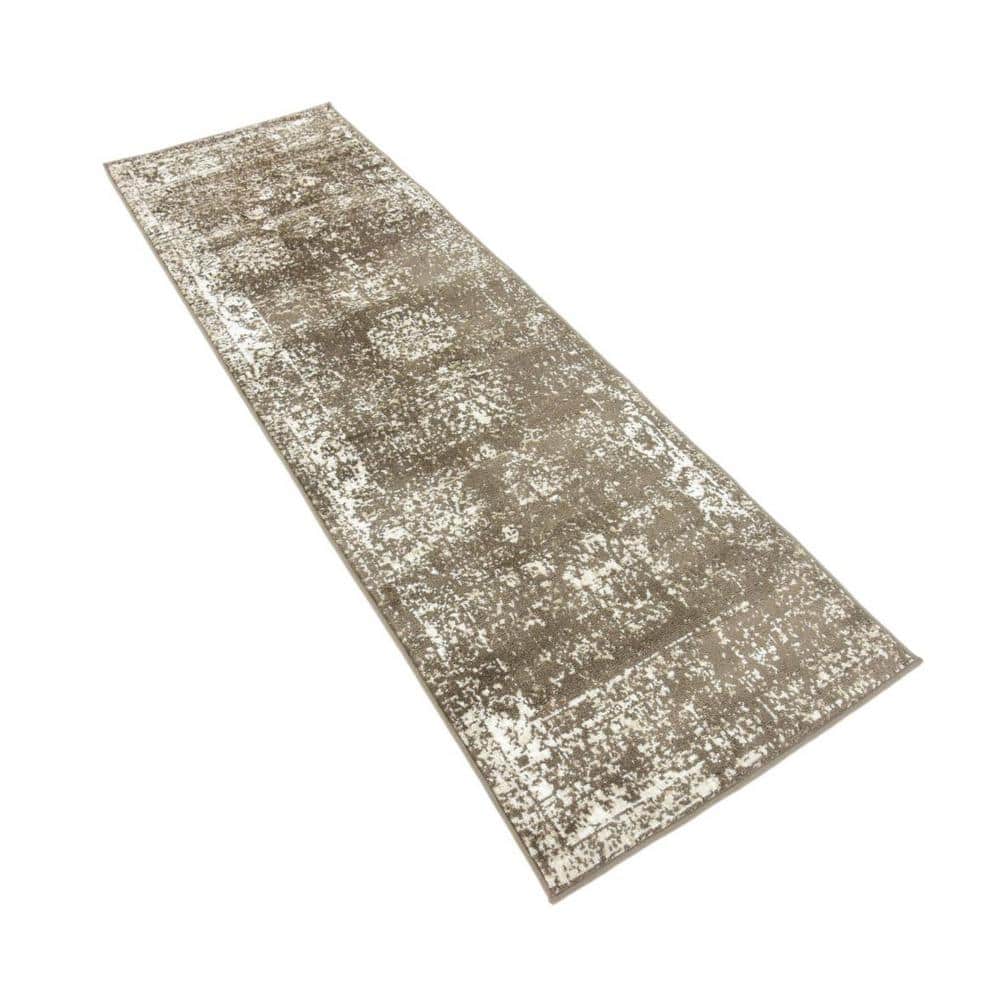 Sofia Brown and Ivory Low Pile Runner Rug