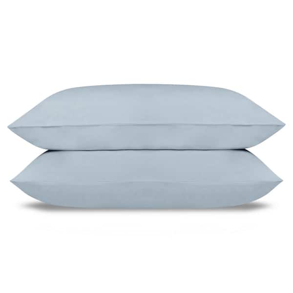 Delara 2-Piece 100% Organic Cotton, GOTS Certified 400TC Ultra Soft Breathable Percale Weave, Light Blue, King Pillowcase