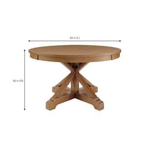 Aberwood Patina Oak Finish Wood Round Dining Table for 4 (54 in. L x 30 in. H)