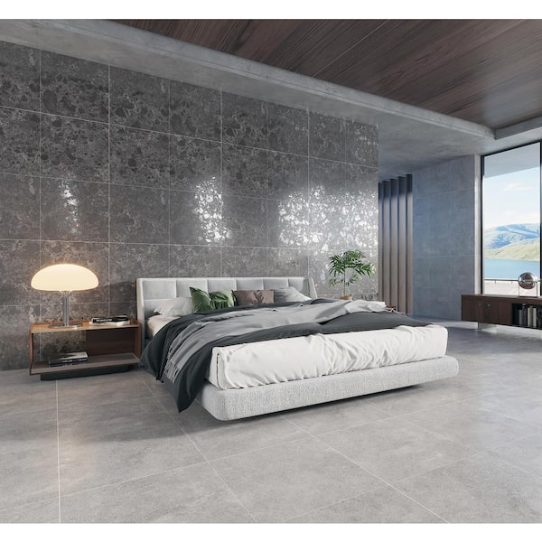 Ambience Terrazzo Deep Gray Semi-gloss 24 in.x 24 in. x 10mm Porcelain Floor and Wall Tile (15 PCS/60 Sq. Ft.)