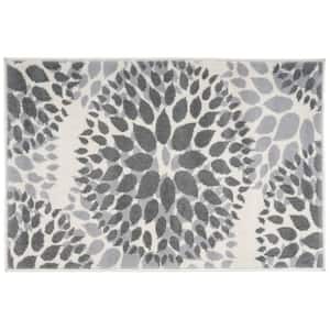 Modern Contemporary Floral Circles Gray 2 ft. x 3 ft. Indoor Area Rug