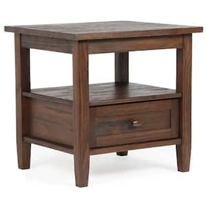 Warm Shaker Solid Wood 20 in. Wide Rectangle Transitional End Table in Distressed Charcoal Brown