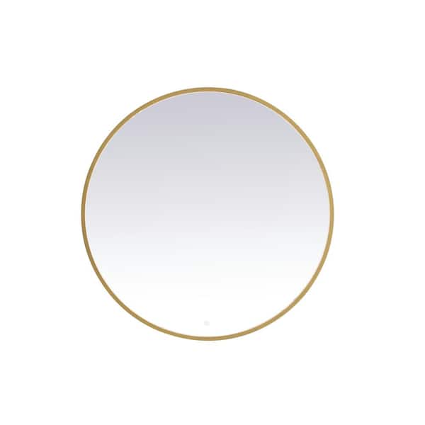 Unbranded Timeless Home 42 in. W x 42 in. H Aluminum Brass LED Mirror