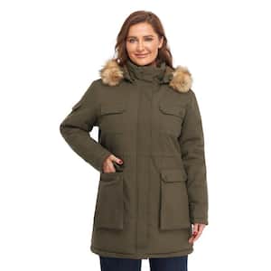 Women's Medium Olive 7.38-Volt Lithium-Ion Thermolite Heated Parka Jacket with One 4.8 Ah Battery and Charger