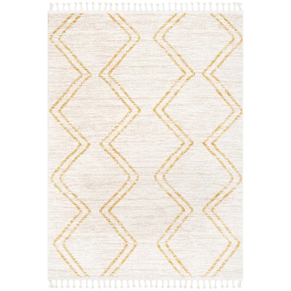 Well Woven Kennedy Reeve Modern Chevron Zig-Zag Yellow Ivory 5 ft. 3 in. x 7 ft. 3 in. Kids Area Rug