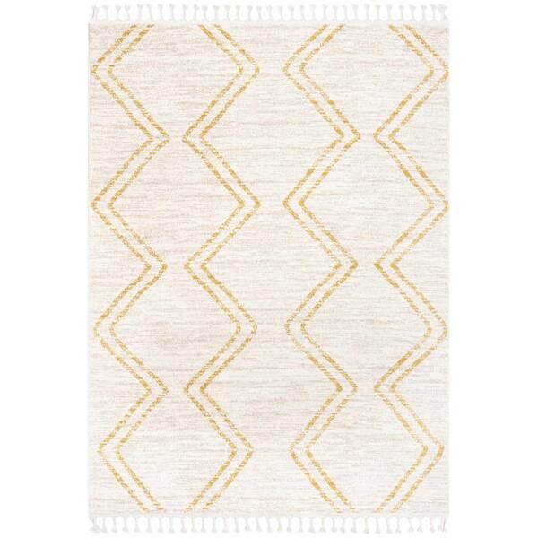 Well Woven Kennedy Reeve Modern Chevron Kids Yellow Ivory 7 ft. 10 in. x 9 ft. 10 in. Area Rug