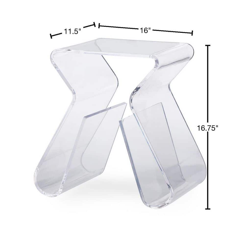 Clear Acrylic End Table with Magazine Storage
