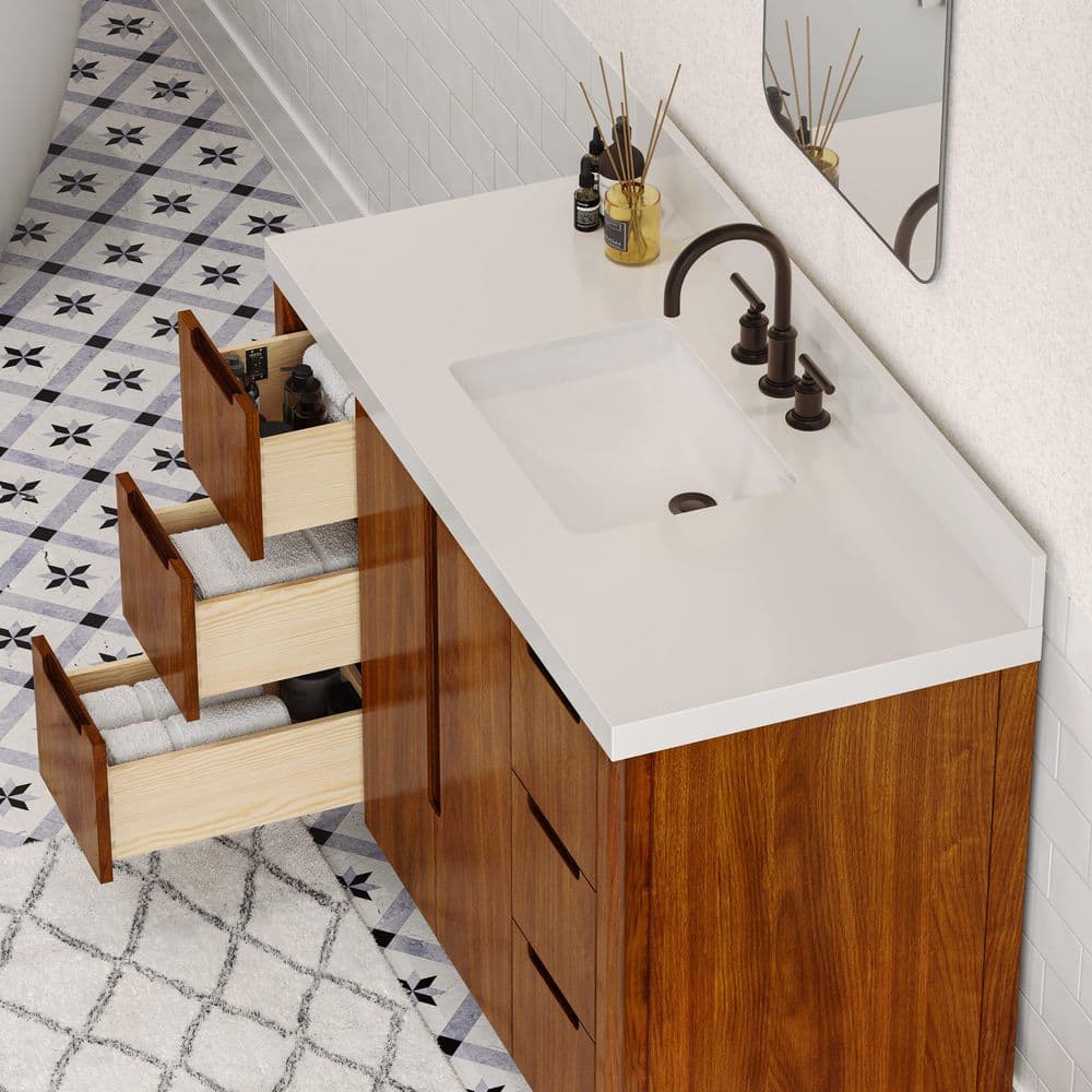 Sequoia 48" Noir Juglans Single Sink Vanity with Quartz Top