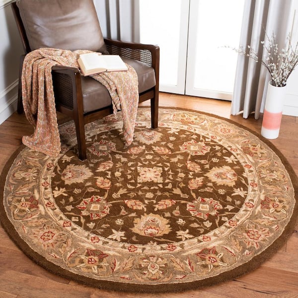 Anatolia Brown/Green 8 ft. x 8 ft. Round Border Area Rug