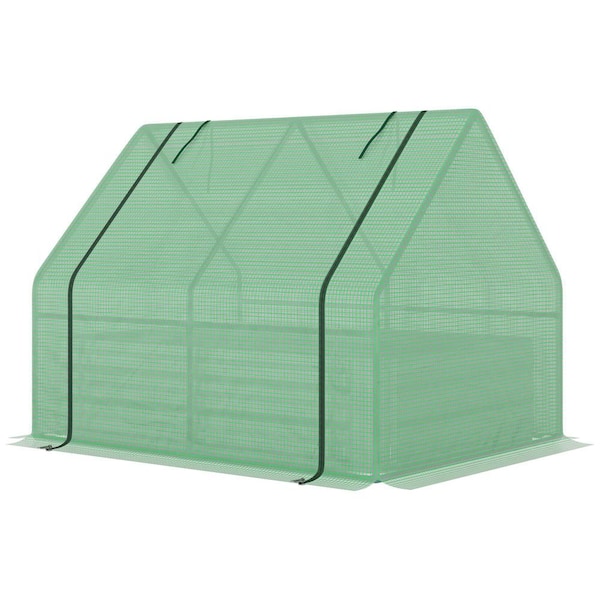 Outsunny 37.5 in. W x 50 in. D x 36.25 in. H Steel Green Raised Garden Bed with Greenhouse