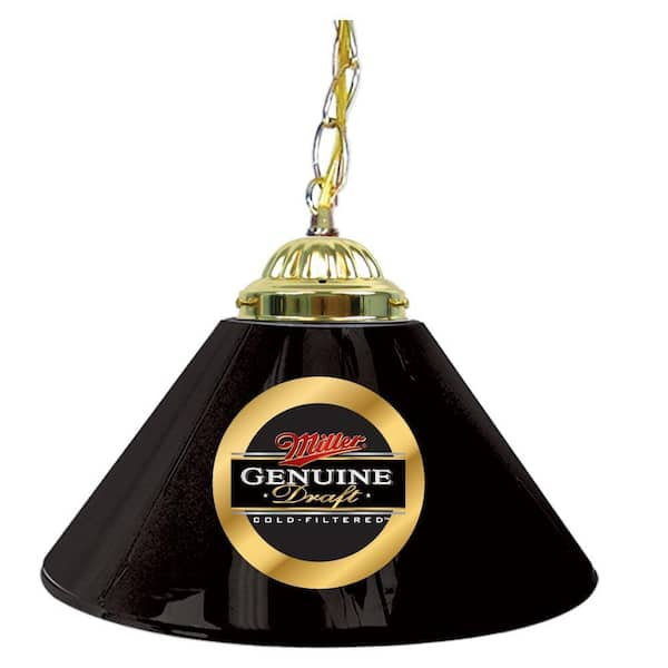 Trademark Global Miller Genuine Draft 14 in. Single Shade Black Hanging Lamp