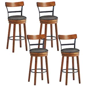 43.5 in. H BarStool 30.5 in. Low Back Swivel Pub Height Dining Chair with Rubber Wood Legs Brown (Set of 4)
